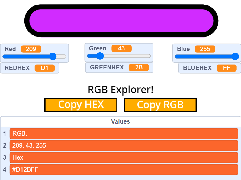 RGB Explorer experiment